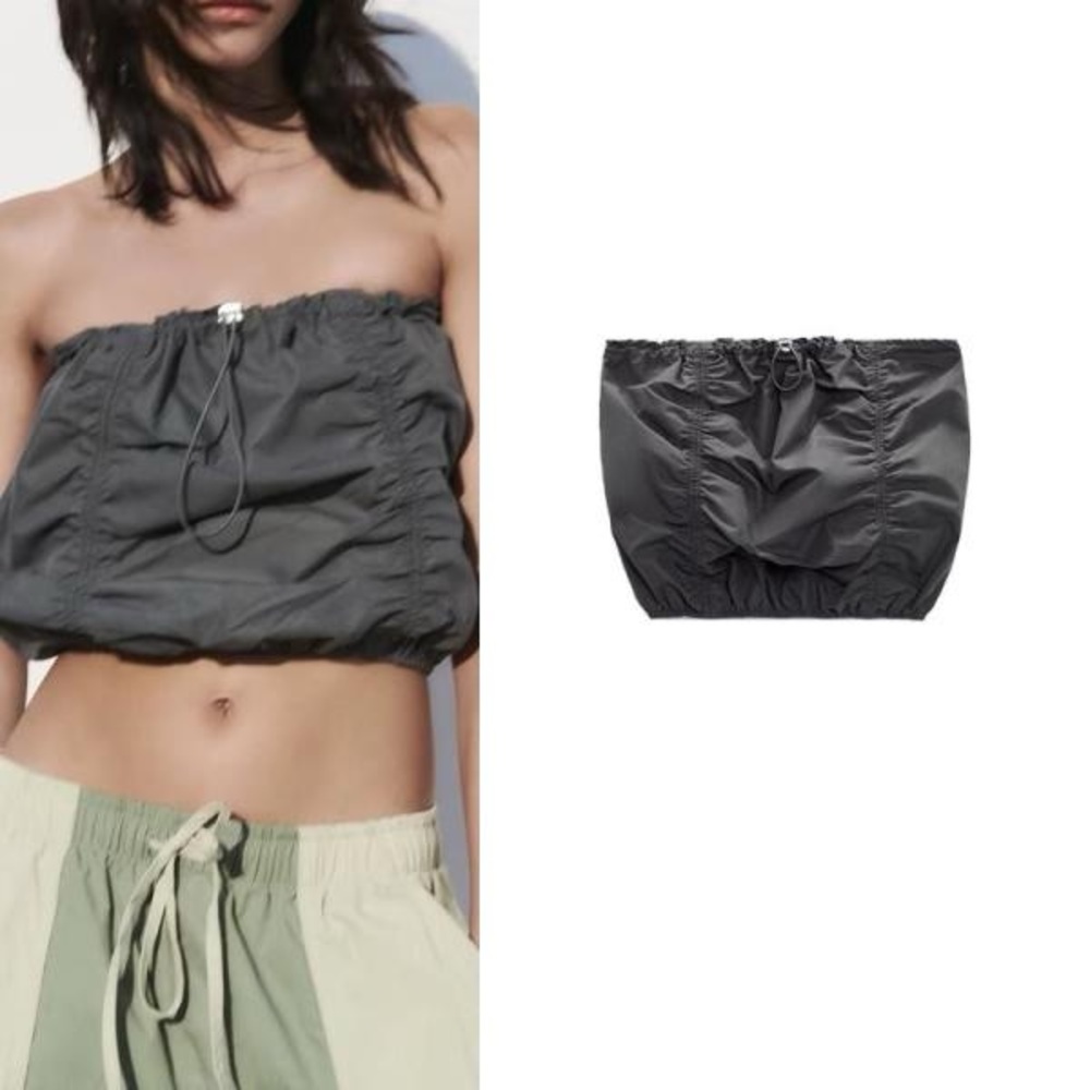 Zara utility gray tube top